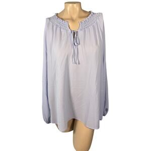 EUC Social Standard by Sanctuary Smocked Tie Blouse Blue XXL